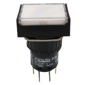 P16-BL7-W2-PULSADOR ILUMINADO 16MM RETANGULAR S/ RETENÇÃO - BRANCO 24V - 2 REV